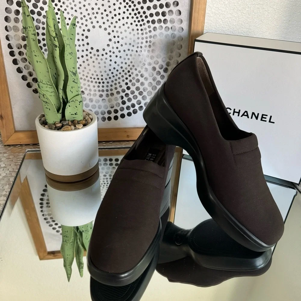 Stuart Weitzman Women's Brown Stretch Rubber Platform Shoes Size 9 M